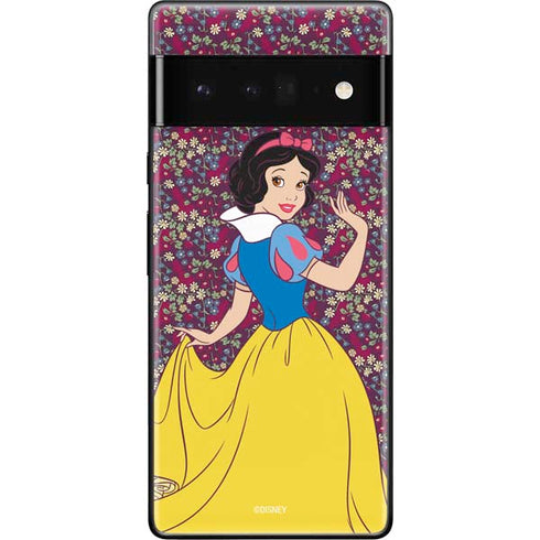 Disney Snow White Character with Floral Pattern Google Pixel 6 Pro Skin